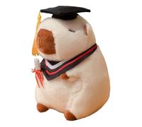 Peluche en forme de carpincho de remise de diplôme - 23 cm, douce, marron, génération 2025 | Cadeaux portables avec bonnet et diplôme pour diplômés, souvenir inspirant pour célébrations au collège ou