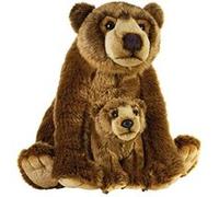 Peluche en peluche National Geographic (2 pièces), mère avec bébé Grizzly NSG G