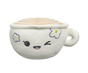 Peluche en polyester forme tasse de café collection KAWAII blanc