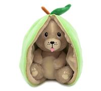 FLIPETZ Les DÉGLINGOS Doudou Crocket Le Chien/Pomme - Chien Cache-Cache réversible - Peluche Toute Douce pour bébé - Idées Cadeaux de Naissance, Vert et Beige
