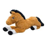 Peluche géante cheval lucky - made in france marron et noir TU