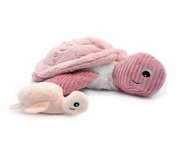 Peluche géante Les Ptipotos Sauvenou maman-bébé tortue rose (49 cm)