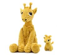 PTIPOTOS by Les DEGLINGOS - LONCOU LA Girafe Maman/Bebe - Peluche Ultra Douce - Cadeau Naissance Anniversaire Noel - 30CM - Jaune Moutarde