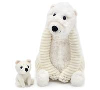 Déglingos Peluche GROBIDOU l'ours polaire Maman/Bébé – Ultra douce 31 cm Blanc