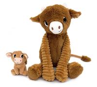Peluche vache maman et son bébé marron