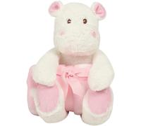 Peluche Hippopotame Et Sa Couverture - Mm606 - Blanc Et Rose