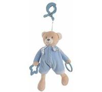 Peluche Hochet Activity Bleu Ours Pince Velours 26 cm