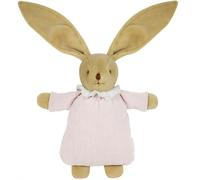 Peluche hochet lapin nid d'ange en coton bio rose poudré (20 cm)