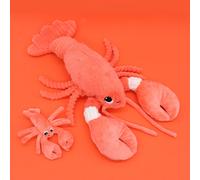 Les Déglingos Les PTIPOTOS by Peluche Maman Bebe - Toute Douce - Cadeau Naissance - ILOVEYOU Homard Maman & Bebe Corail - 48CM