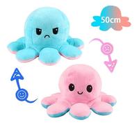 Peluche - Humeur Pieuvre - Réversible - 50 cm - Douce - Lavable en machine