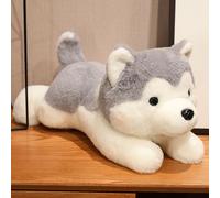 Peluche Husky Mignonne, Poupée Chiot, Compagnon De Sommeil Pour Enfants, Poupée Marionnette Husky Gris - 50 Cm (0,45 Kg)
