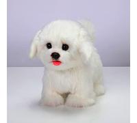 Peluche Interactive Maltese Simulation Dog-Realistic Puppy Electronic Toy Dog with Walking/Barking/Wagging Tail/Talking-Like Real Robotic Present Pet Toy for Girls Boys