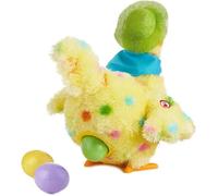 Peluche interactive poule pondant œufs,jaune,int/ext,24x24x18cm lot4,favorise motricité intelligence YYV