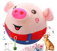 Peluche Interactive pour Animaux de Compagnie, Jouet pour Chien Parlant et animé, Cochon Rebondissant, Peluche Cochon Lavable et Couineuse pour Chiens de Petite et Moyenne Taille (Red, Bluetooth)
