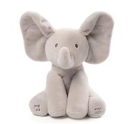 Peluche Interactive pour Bébé -Doudou Bouge,Parle et Chante en pour l'Éveil de Votre Enfant -Peluche Éléphant Taille 26 cm, Gris