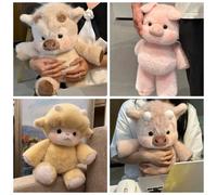 Peluche Kawaii Run, jouet en peluche moelleux, cochon rose, mouton, vache des Highlands, cadeau parfait pour un anniversaire ou Noël, pour les enfants, les filles, les amoureux des animaux 16