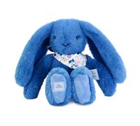 Doudou et Compagnie - Lapin Fleurette Bleu 25 cm - Peluche Bébé Ultra Douce avec Foulard Fleuri - Doudou Naissance Mixte - Coloris Bleu Intense - Idée Cadeau Naissance - DC4299