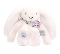 Doudou ET Compagnie - Lapin Fleurette Blanc 25 cm - Peluche Doudou Ultra Douce avec Motif Fleuri - Idée Cadeau Naissance pour Filles et Garçons - Boîte Cadeau pour Offrir - DC4296
