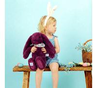 Doudou et Compagnie Peluche Lapin Fleurette Prune 35 cm