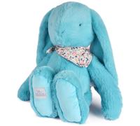 Doudou et Compagnie - Doudou Bébé Lapin Fleurette Turquoise 50 cm - Grande Peluche XL Ultra Douce avec Bandana Fleuri - Idée Cadeau Naissance Bébé Fille Garçon XL - Lavable à 30° -DC4598