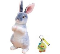 Peluche lapin Goserda® Assis 20cm gris + Porte-clés Gris G