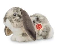 Teddy Hermann 93797 Lapin bélier Lapin couché Gris-Blanc piebald 30 cm, Jouet câlin avec Contenu recyclé idéal (matériau de Remplissage)