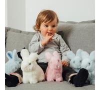 Peluche lapin léon assis blanc