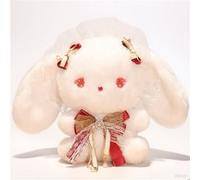 Peluche lapin Lolita avec nœud papillon rouge et pierres précieuses, 25 cm Rouge
