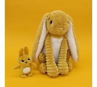 Peluche Ptipotos Lapin Maman/Bebe JAUNE Les Déglingos