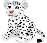 Peluche léopard BRUBAKER - 30 cm Peluche - Peluche Bébé Félidé Assis - Enfants Jouets en Peluche, Blanc