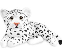 Peluche léopard BRUBAKER - 30 cm Peluche - Peluche Bébé Félidé Couché - Enfants Jouets en Peluche, Blanc