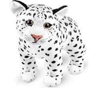 Peluche léopard BRUBAKER - 30 cm Peluche - Peluche Bébé Félidé Debout - Enfants Jouets en Peluche, Blanc