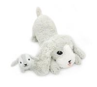 Déglingos Peluche Les Ptipotos Toutou maman et bébé Gris clair 34 cm
