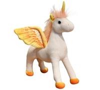 Peluche Licorne, Peluche Pégase Douce Et Câline avec Cornes Et Ailes Brillantes Compagnon De Jeu Doux Câlin pour Enfants(Orange,30cm/11.8in)