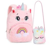 Peluche Licorne Sac à dos pour Enfants, Mignonnes Sac à Main avec Sac ecole pour Les Enfants Bambin Filles Cadeaux