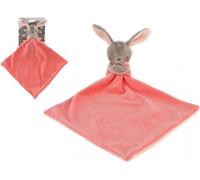 Peluche Lièvre/Hare 25x25cm rose sur carte dans sac
