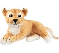 Peluche Lion BRUBAKER - 30 cm Peluche Lion - Peluche Bébé Félidé Couché - Enfants Jouets en Peluche, Brun