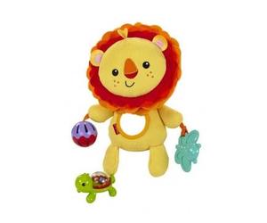 Peluche Lion d'activités - Doudou 3 en 1 - hochet Animaux de la Jungle Anneau Dentition - Set Jeu eveil bébé + Carte Animal - Set Jouet 1er Age
