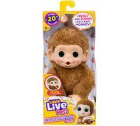 Little Live Pets Baby Monkey Minis, Pepi Peach, Interactif, + de 20 Sons et réactions, Brun, Doux, 18,8 cm, Réaliste, Nourris-la, Occupe-toi d'elle, Mains et Pieds Qui s'agrippent, 3 à Collectionner