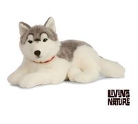 Living Nature Husky Géant, Chien en Peluche Doux et Réaliste, Peluche Écologique Naturli, 60cm, Blanche