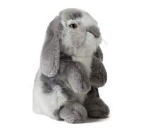 Lapin assis Living Nature, lapin à oreilles en forme de boucle, doux et réaliste, peluche naturelle et respectueuse de l'environnement, couleurs assorties, 18 cm, Couleur Assortie