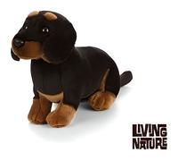 Peluche - LIVING NATURE - Teckel - 20 cm - Noir et marron - Pour enfants à partir de 3 ans