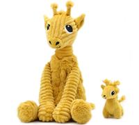 Déglingos – Peluche – Loncou la Girafe Maman et bébé – Ultra douce – 30 cm – Jaune moutarde