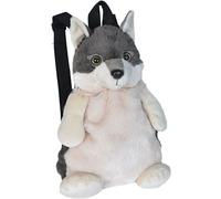 Peluche Loup En Forme Du Sac À Dos De 36 Cm Noir Blanc