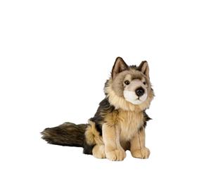 Peluche loup LivingActive 30 cm - peluche prédateur en position assise