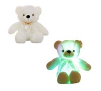 Peluche lumineuse ourson blanc pour enfant - Veilleuse LED avec couleurs changeantes
