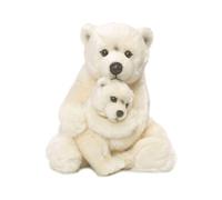 peluche Maman Ours Polaire et Bébé de 28 cm blanc