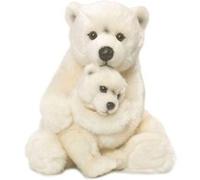 peluche Maman Ours Polaire et Bébé de 28 cm blanc WWF Blanc G
