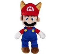 Peluche mario bros chat 35 cm - plombier - doudou licence super mario + 1 carte animal - enfant