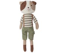 Jollein Peluche Chien Mick - Tricotée - 30 cm - Peluche avec Salopette - Lavable à la Main - pour Bébé et Enfant - Cadeau de Naissance - Jouet pour Bébé